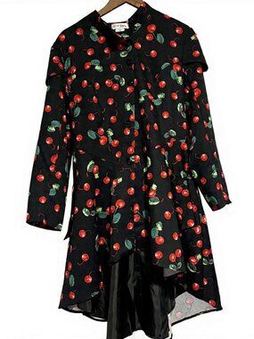 Y2K "Chic Star" Cherry Jacket Lightweight Lace-Up Back High/Low Hem Size 44